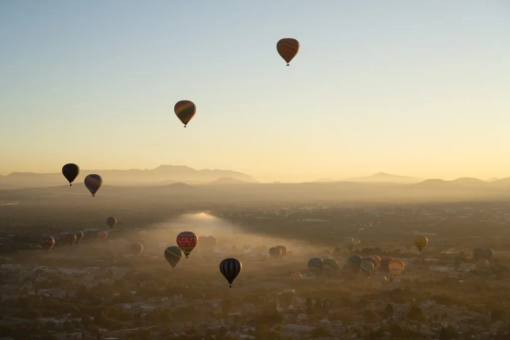 Hot Air Balloons Over Teotihuacán